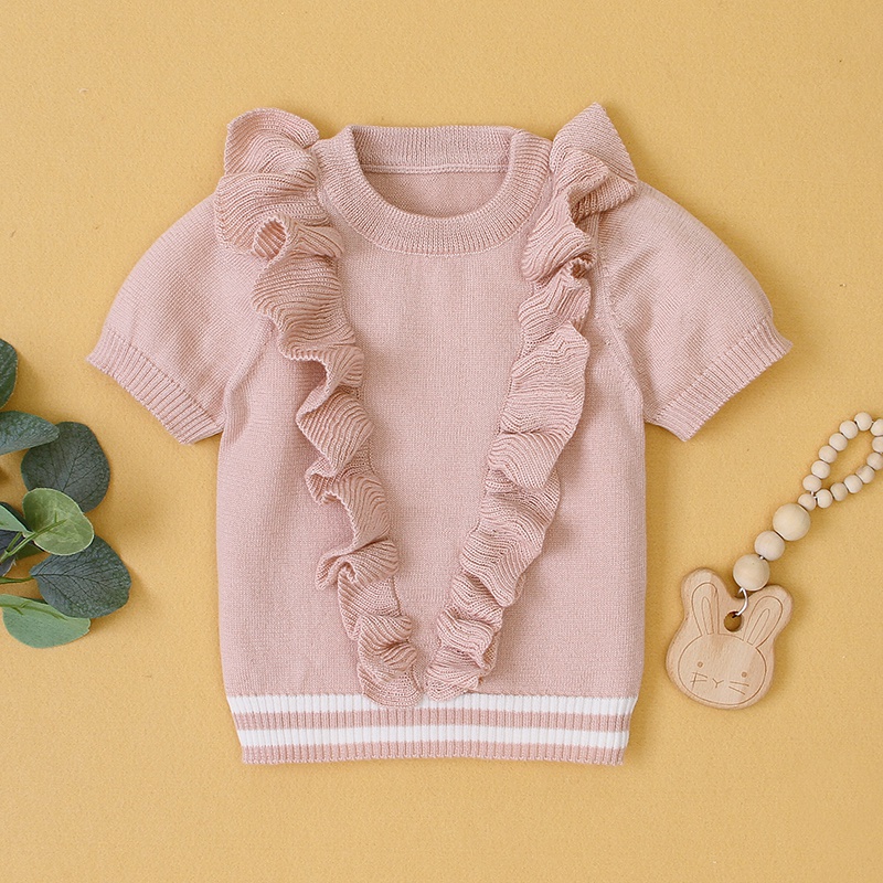 Flounced Front Short-sleeve Top